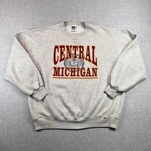 VTG 90s Russell Athletic Central Michigan Crewneck Men XL Gray Collegiate USA